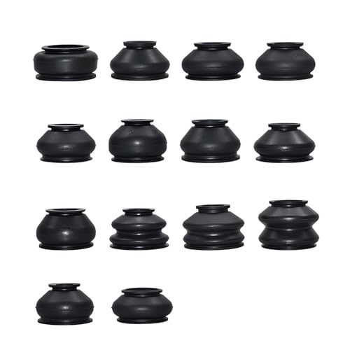Bawkars 14 PCS Automotive Tie Rod End Boots, Ball Joint Rubber Dust Tie Rod End Boot Kit, Turn To Rod Dust Cover Replacement, Universal Suspension Steering Parts Accessories for Most Cars (Black)