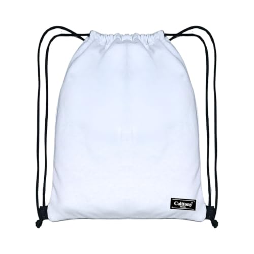 Minimalista Mochila Saco Bolsa de Moletom com Cordão, Esporte Academia Lazer (Branca)