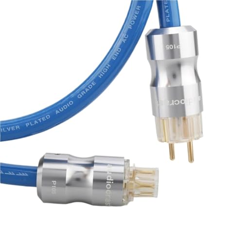 P111+105 High Power EMC Shielded AC Power Cord Silver Plated Powers Cord Cable HiFi Powers Cable for Tube amp(EU Transparent,2m)