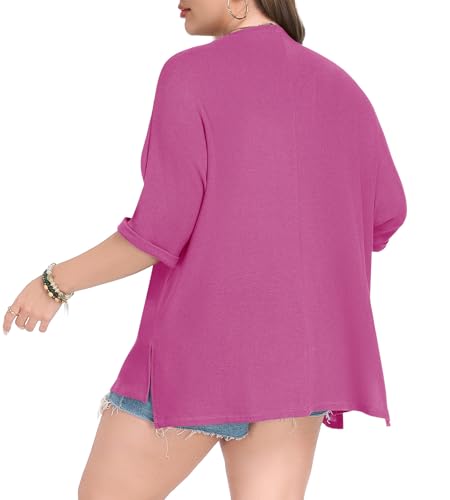 Image of Lastshe Womens Plus Size Cardigan Short Sleeve Lightweight Loose Cover Ups Open Front Sweaters Summer Cardigan