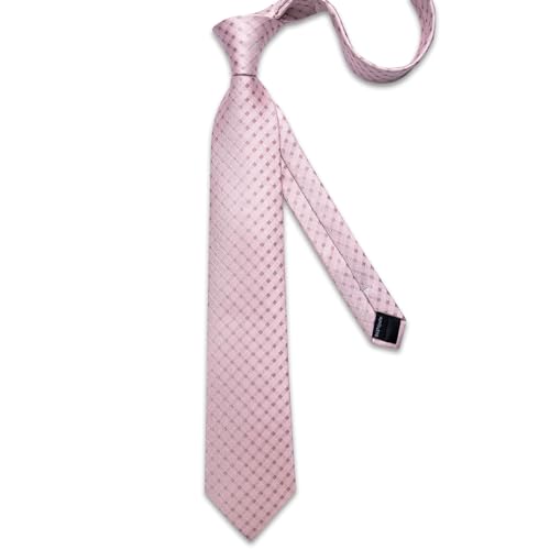 Image of DiBanGu Plaid Ties for Men Silk Checkered Necktie and Pocket Square Cufflinks Tie Clip Set with Gift Box for Wedding Business
