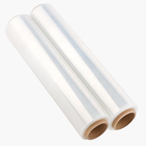 Pakomat 2x Stretchfolie Transparent 100/280m 40cm | 23my Palettenfolie Handfolie Wickelfolie | Verpackungsfolie für Möbel, Umzug & Transport | Packfolie Stretch Film Rolle