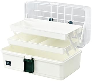 Calogy Lidded Storage Bins, Storage Box, 3 Layer Multifunctional Plastic Organizing Box with Handle, Fits for Medicine, Art Supply, Makeup, Nail, Sewing, and Kitchen Gadget (White)