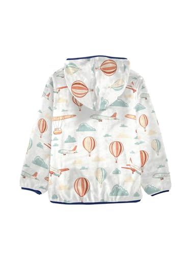 Airplanes Hot Air Balloons Clouds Girls Fleece Jacket Girls Fall Jacket Boys Coats Zip Up Hoodie Children Outerwear 2-10T2