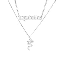 Manqyi Schlange Anhänger Halskette, Schlange Halskette, Vintage Schlange Anhänger Halskette,Tier Schlangen Anhänger Kette, Doppelschicht Anhänger Schlüsselbein Kette, Schmuck für Frauen und Mädchen