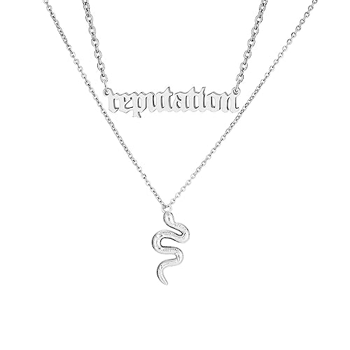 Manqyi Schlange Anhänger Halskette, Schlange Halskette, Vintage Schlange Anhänger Halskette,Tier Schlangen Anhänger Kette, Doppelschicht Anhänger Schlüsselbein Kette, Schmuck für Frauen und Mädchen