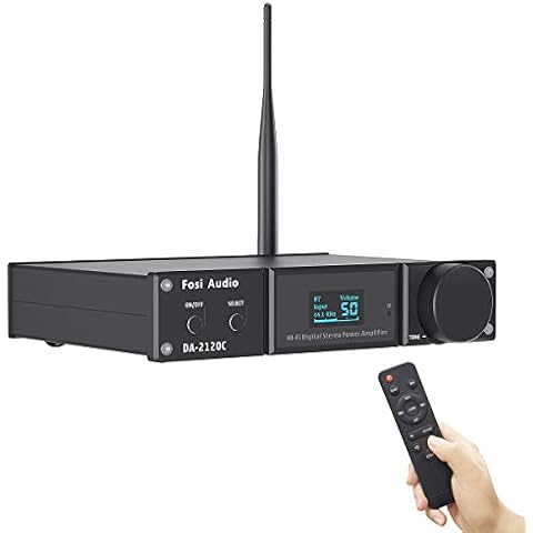 Fosi Audio DA2120C 240W Bluetooth 5.0 Stereo Audio Hi-Fi DAC Amplifier Support aptX 24Bit-192kHz 2.1 Channel Integrated Class D Power Amp with RCA/PC-USB/Coaxial/Optical Input and Remote Control Cover