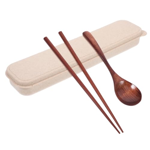 PLAFOPE 日系携帯用木製箸スプーン 繊細な彫刻入り 使用 持ち運び便利な収納ケース付 ホーム ホテル アウトドア キャンプ用食器