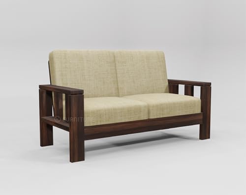 Image of KL Furniture Wooden Sofa Set for Living Room | Wooden 8 Seater Sofa Set for Home| Solid Wood Sofa Set (3+3+2 Walnut Finish)