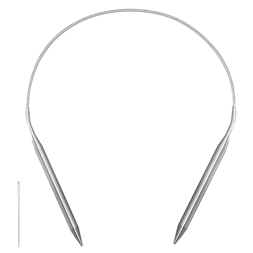 Image of Size 11 Stainless Steel Circular Knitting Needles 16 Inch 8 mm Set Round Metal (Silver, 16 inch-11-(8mm))