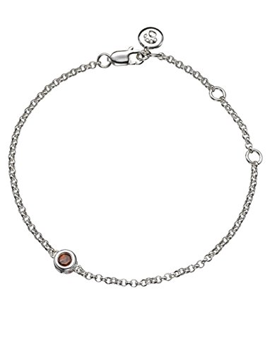 Molly Brown London - Pulsera ajustable de plata de ley con piedra granate para las nacidas en enero.