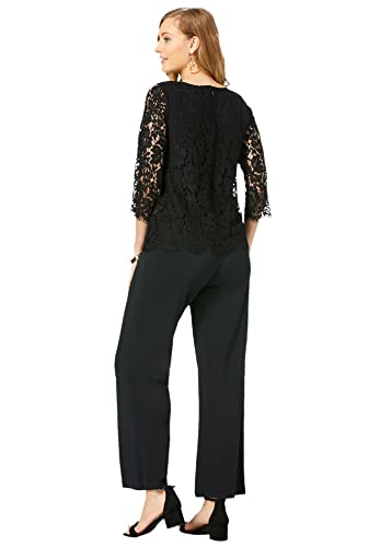 Jessica London Women's Plus Size Popover Lace Jumpsuit - 20 W, Evening Blue Black #TOP2
