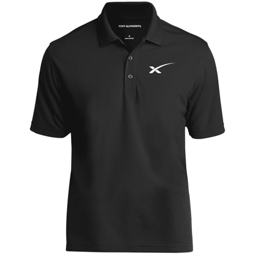 Absurd Ink SpaceX - UV Micro-Mesh Polo (US, Alpha, X-Large, Regular, Regular, Black)