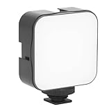 LED-Videoleuchte, 49 LED-Perlen, Kameraleuchte mit 3 Kaltschuh, Tragbare Fotobeleuchtung, vor der Kamera 6500 K Dimmbare Panel-Lampe, Batteriebetrieben für Live-Streaming
