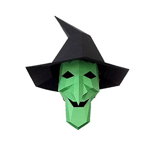 (ST TS) お面 仮面 動物 アニマル ペーパークラフト ハロウィン パーティー コスプレ 仮装 インスタ リモート (02 魔女)