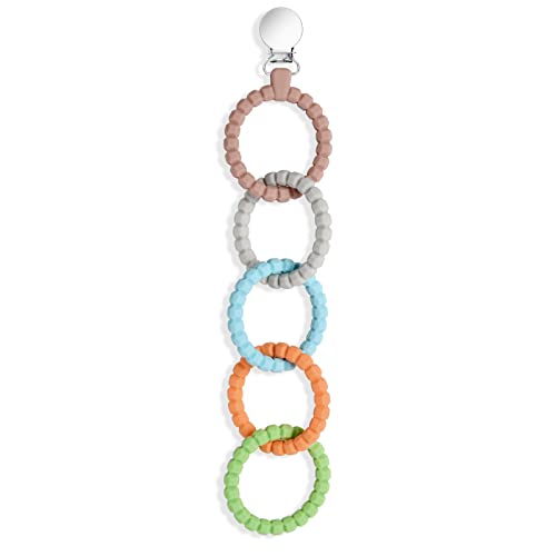 Image of Vicloon Baby Teething Toys, Silicone Baby Teether Link, Attachable Teether Chew Toy for Babies, Baby Teethers 0-24 Months Old Food Grade Silicone