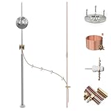 Lightning Dissipation System,6.3ft Industrial Lightning Rod Grounding Kit Great for House Roof,Power Plants, Signal Tower,and Farm Land (75 Inch (1900mm), Flat TOP Mount)