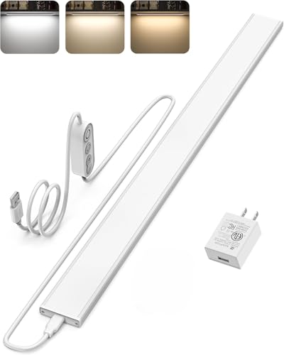 Image of ASOKO 24 Inch Under Counter Light 3 Color 900LM Kitchen Desk Lamp | ASOKO 24 inch Under Desk LED Light, 3 Color 900LM Plug in Workbench Counter Light for Kitchen Sink Desk