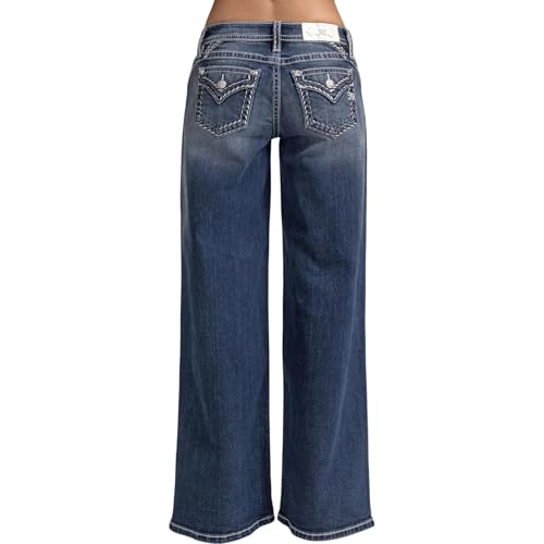 Miss Me Women's Classic Stitched Faux Flap Pockets 34" Inseam