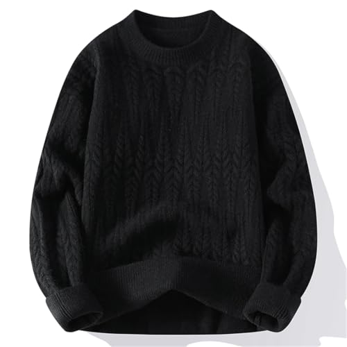 Mens Autumn Winter Knit Pullovers Solid Color Geometric O-Neck Knitted Warm Pullover Sweaters3