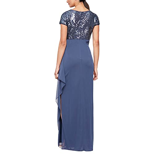 Image of Alex Evenings Women's Long Stretch Sequin Bodice Mother of The Bride Dress with Empire Waist (Petite and Regular Sizes)