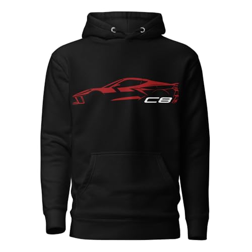 2024 Sports Car C8 hoodie for Vette Drivers Red Mist Minimalist Silhouette Custom pullover