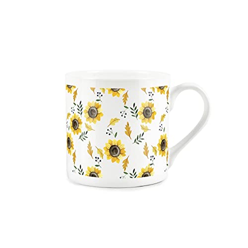 Purely Home Yellow Sunflowers Mug - Floral Bone China Cup Tea/Coffee Present Gift, 1 Mug