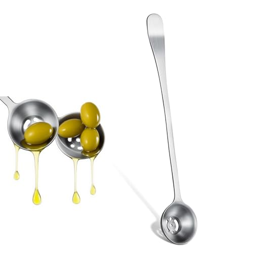 Olive Spoon Stainless Steel Pickle Spoon with Drain Hole Slotted Spoons Cooking Spoons Jar Serving Tools for Olive Pickle Onion Cherry Jar