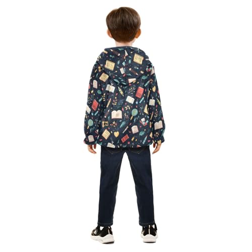 Books Pens Stationery Girls Fleece Jacket Girls Fall Jacket Boys Coats Zip Up Hoodie Children Sherpa Warm Outerwear 2-10T4