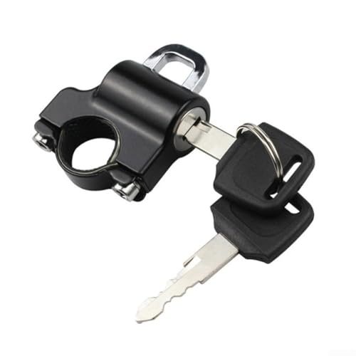 Gdfnmogo Antivol pour casque de vélo, guidon de moto et scooter électrique, serrure à clé antivol avec 2 clés, compatible avec tube rond de 2,2 cm, alliage d'aluminium, noir