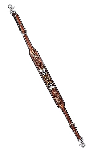 CHALLENGER Western Floral Tooled Leather Adjustable Beaded Wither Breast Collar Strap 10526