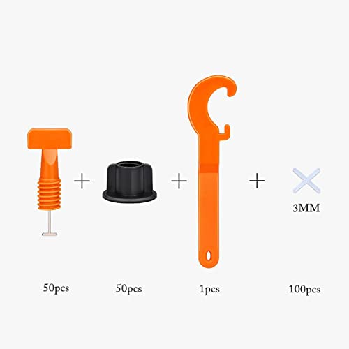 50 Stück Fliesen Nivelliersystem Kit +100 Stk Fliesenkreuz Fliesen Leveling System, wiederverwendbare Fliesen Spacer für Fliesenausgleich Fliesen Leveling