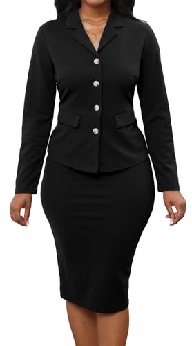 Image of Oxgmoky Women's Elegant Dresses Work Business Dress Bodycon Long Sleeve Pencil Dress