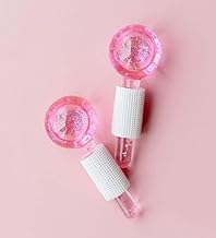 TRIBEAZI 2 PCS Beauty Crystal Ice Globes for Face & Eyes | Facial Cooling Massage Balls with Handle | Ice Roller Globes for Puffiness, Redness Relief, Soothing, Skin Tightening & Glow (Pink)