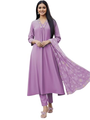 Image of SHIENZY Women's Embroidered Kurta Pant Set with Dupatta | Straight Kurta Set for Women | Ethnic Kurta Set for Women, Traditional Indian Kurta Pant Dupatta Set
