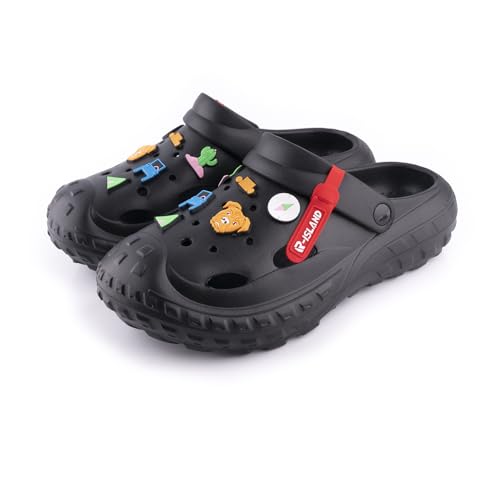 R-ISLAND Zuecos Mujer,Clogs de Mujer,Hecho con eva de Alta Elasticidad,Impermeable,Antideslizante,Cómodo,Perfectamente para casa Exterior o Interior. (Negro, 36)