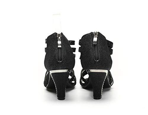 Mila Lady Women's Lexie Crystal Dress Sandals, Kimi25 Black 7