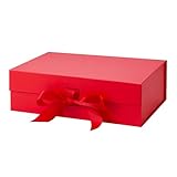 Bobobag 10.5' Large Gift box with Magnetic Lid and Ribbon for Christmas,Valentine's day,Birthdays, Bridal Gifts,Weddings,DIY and so on (Large, Red)