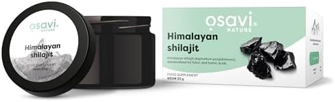 Osavi Himalaya Shilajit Natural Mumijo Resin from Karakorum &amp; Zanskar - Standardised on Fulvo &amp; Humic Acids - Authentic, Pure &amp; Hand Harvested - 25g Includes Dosing Stick