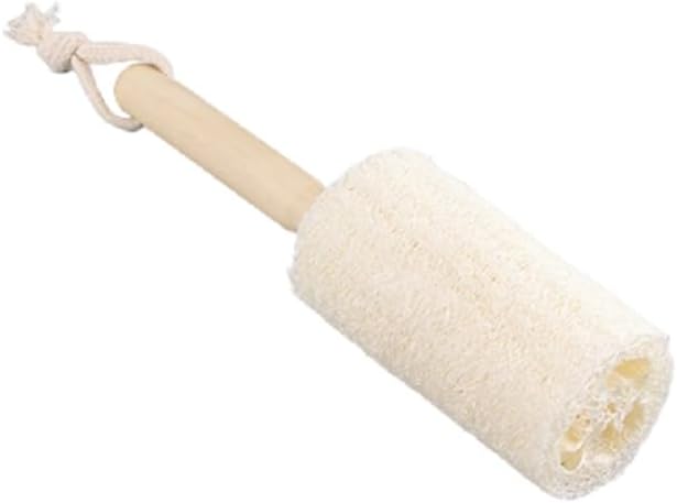 Natural Loofah Kitchen Brush with Wooden Handle, Eco-Friendly Dish Scrubber, Gentle Cleaning Brush for Pots, Pans, Cups, Non-Scratch Kitchen Cleaning Tool, Sustainable Kitchenware