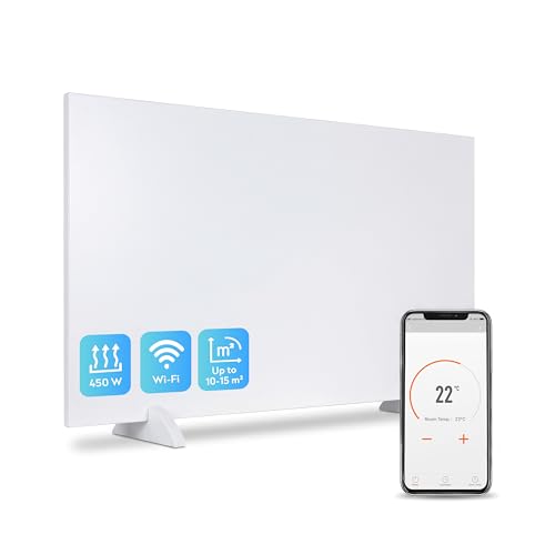 Silvergear® Calefacción Infrarroja Premium | Panel Calefactor 420W con Control WiFi | Protección Contra Sobrecalentamiento | Instalación en Pared o Independiente | Diseño Ecológico