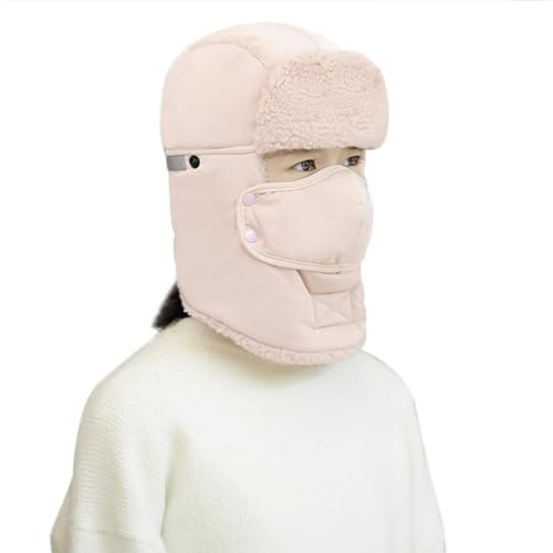 TINAYAUE Kinder Fliegermütze mit Ohrenklappen Warme Wintermütze Schöne Skimütze mit Abnehmbarer Gesichtsmaske Jungen Mädchen Winddicht Radmütze für Radfahren, Skifahren, Schlittschuhlaufen