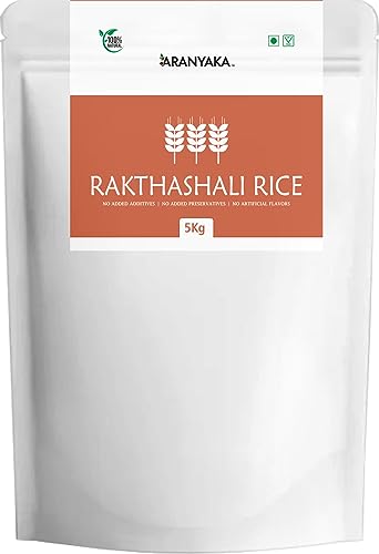 Aranyaka Kerala Rakthashali Red Rice (BOILED) (5Kg) | (Small Grain, UNPOLISHED,BOILED) | Low Glycemic Index | Source of Iron & Minerals | Traditional Heritage Rice | Gluten-Free| 5Kg in Total