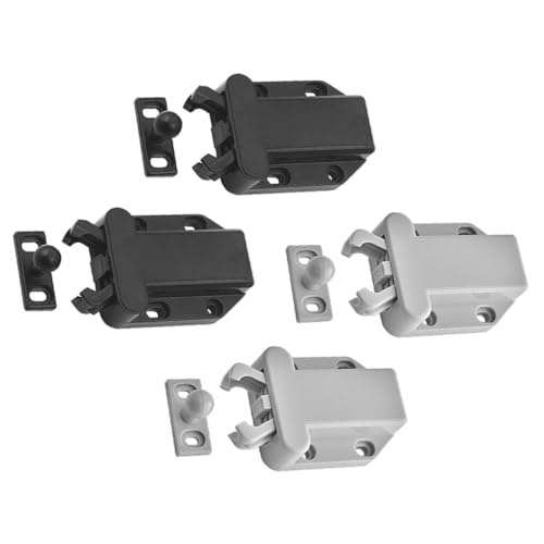 PRETYZOOM 4個 プラスチック製自動リバウンド式タッチラッチ 引き出し 食器棚 戸棚用 ロック機能付き 簡単取付け可能