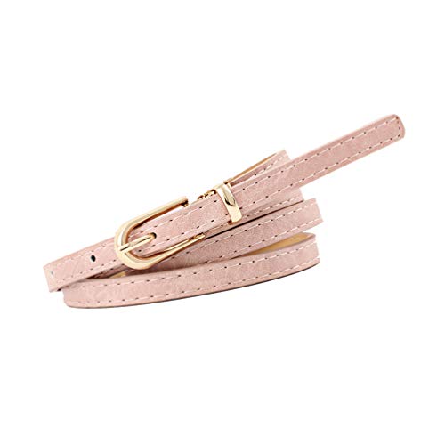 NUREINSS Damen Gürtel Kunstleder Gürtel für Jeans Kleid 1cm-Breite Rosa
