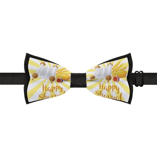 GoasNei Happy Shavuot Jewish Holiday Bow Tie for Men Adjustable Necktie Funny Tie Neck Ties for Weddings Party