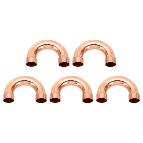 PATIKIL 3/4 Inch ID Copper Pipe Fittings, 5 Pcs 180 Degree Return Bend Copper Pipe Sweat Welding Solder Connection for HVAC Air Conditioning Hydraulic