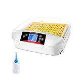 Inkubator hühner vollautomatisch, 55 Eier, Digitaler Brutmaschine mit automatischer Eierwende und Temperatur- und Feuchtigkeitsregelung für Hühner, Enten, Wachteln, Gänse, Puteneier