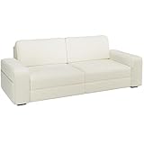 Yaheetech Sofa 212 x 83,5 cm Polstersofa aus Cordstoff mit Abnehmbare Kissen und Rückenlehnen Couch mit Breite Armlehnen für Wohnzimmer/Schlafzimmer Elfenbein