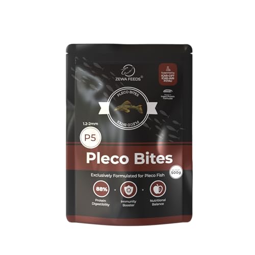 Image of Pleco Fish Feed 500g | High-Fiber Fish Food for Algae-Eating Bottom Dwellers | 1.2-2 mm Slow Sinking Pellets with Spirulina, Moringa & BSF Protein | Supports Digestion & Immunity